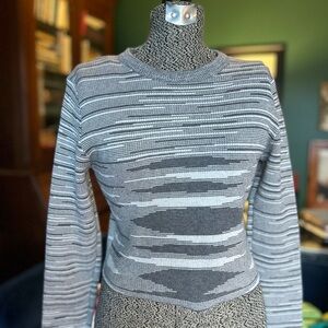 Striped Gray Cropped Sweater